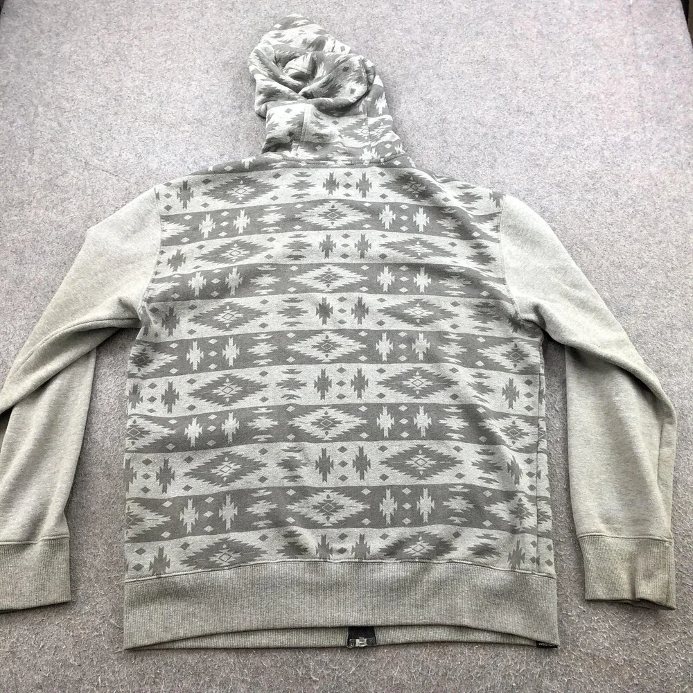 Volcom Hoodie Mens Large Gray Aztec Fleece Full Zip Sweatshirt Pockets Geometric - Picture 9 of 12